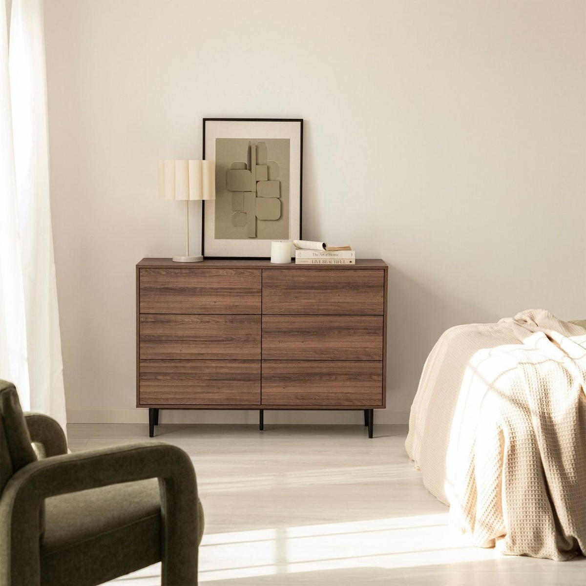 SCHUBLADENKOMMODE DOPPELTE Evoke Walnuss 120 cm x 85 cm - Walnussfarben, Holzwerkstoff (120/85/40cm)