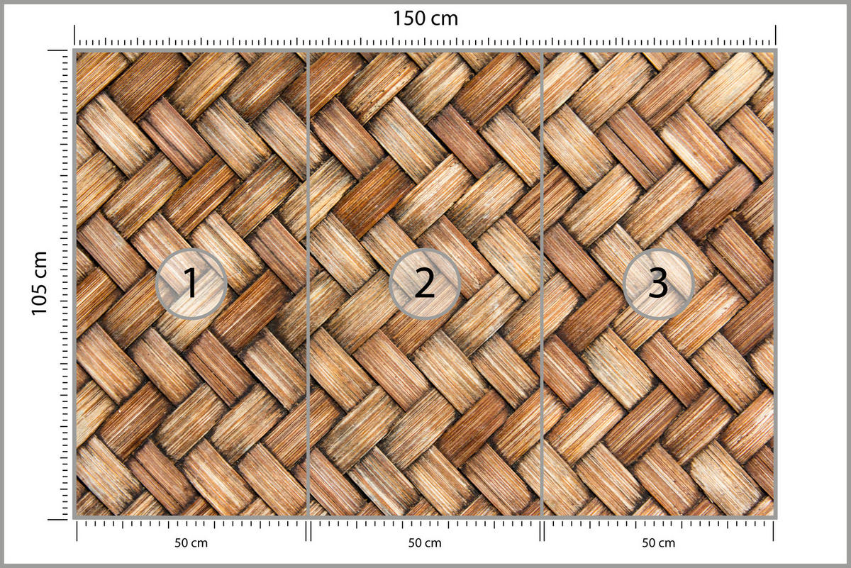 FOTOTAPETE für Küche Weiden Imitation Braune Wand Rustikal Modern 150x105 - Beige/Braun, Papier (150/105cm) - Muralo