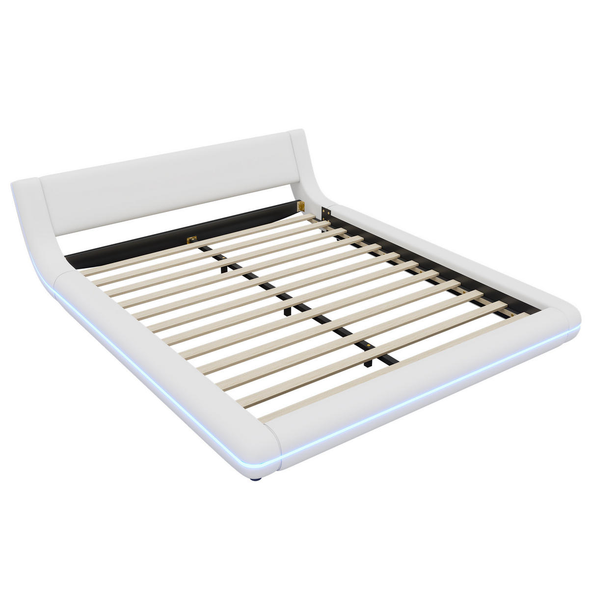 POLSTERBETT 160/200 cm aus PU mit LED-Umgebungsbeleuchtung Weiß - Weiß, Kunststoff (160/200cm) - Modenvie
