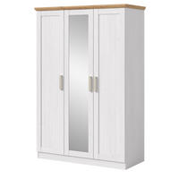 KLEIDERSCHRANK weiß Lärche, Eiche Artisan 3-türig 124 cm, Drehtürenschrank im Landhaus-Stil - Beige/Lärchefarben, Glas/Holzwerkstoff (124/185/54cm) - Inn.Furn