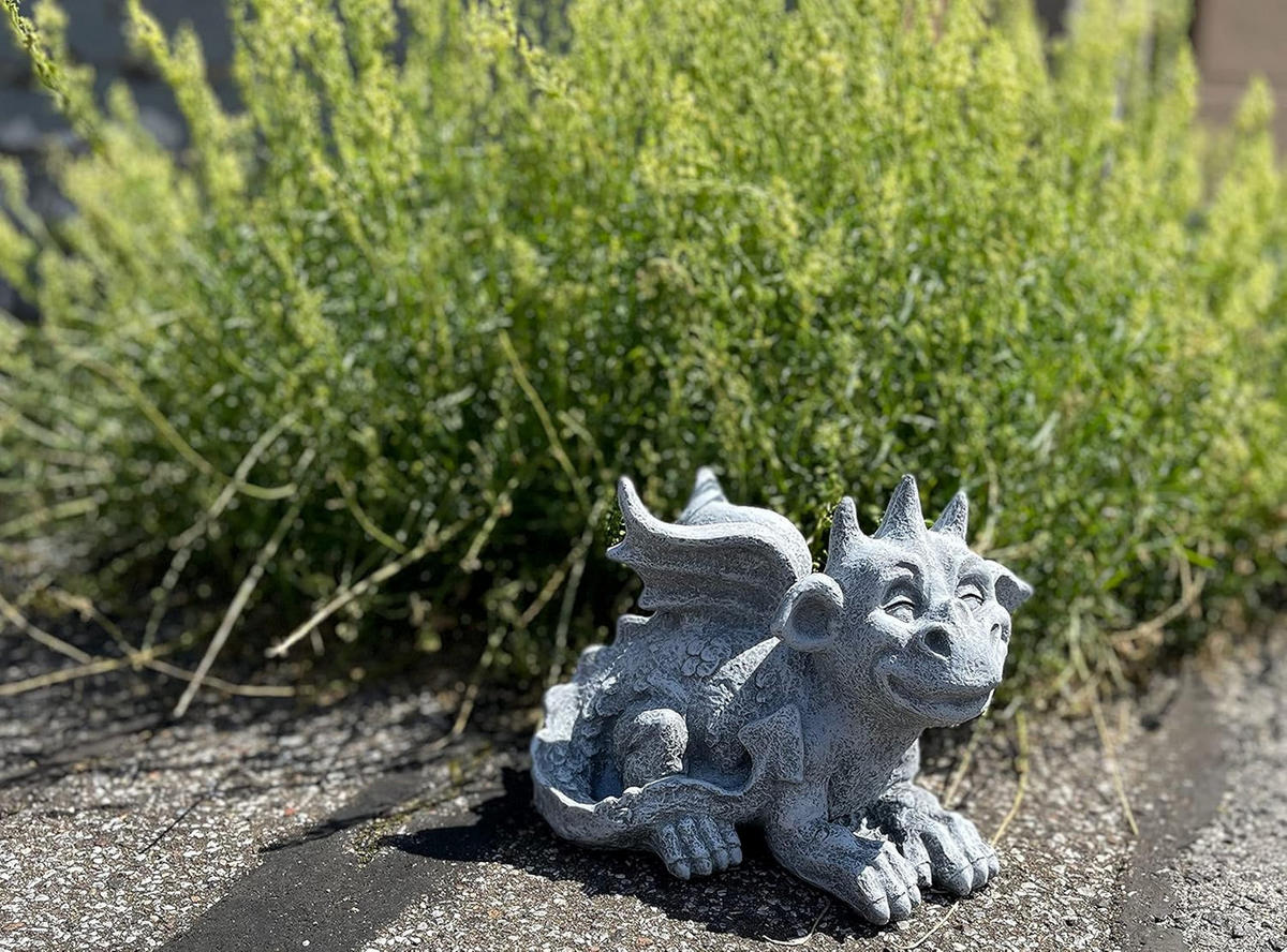 STEINFIGUR Drache Filou frostfest wetterfest Gartenfigur - Grau, Stein (21/17/15cm) - stoneandstyle
