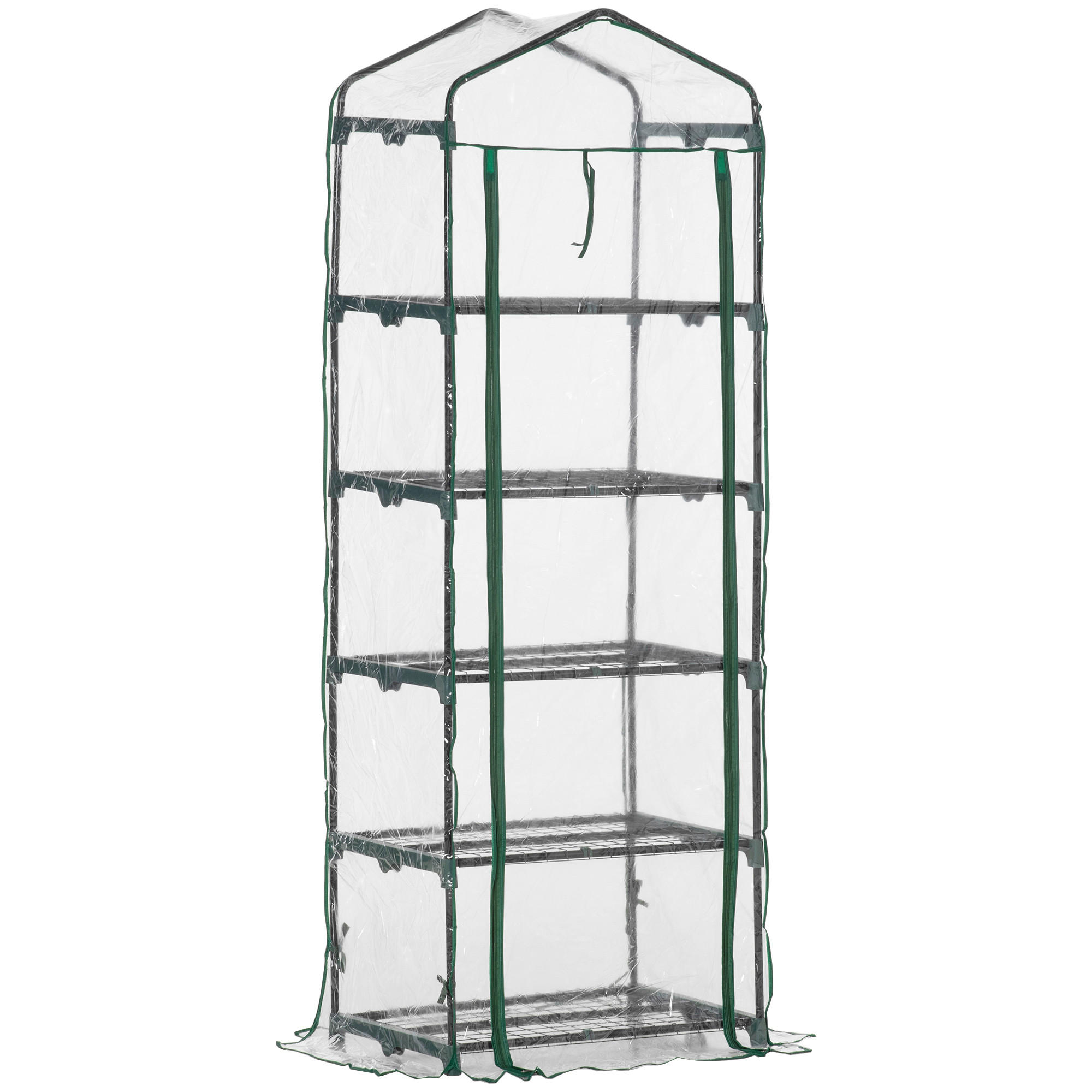 GEWÄCHSHAUS DE-11906 mit 5 Etagen & Tür Transparent - Transparent, Kunststoff (49/193/69cm) - ComfortXL