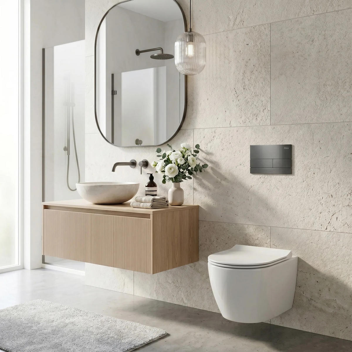 UNTERPUTZ-WC-GESTELL Set Rea Slim 024n Mit T Titan Drückerplatte - Weiß, Metall (35.2/106.2/22cm) - REA