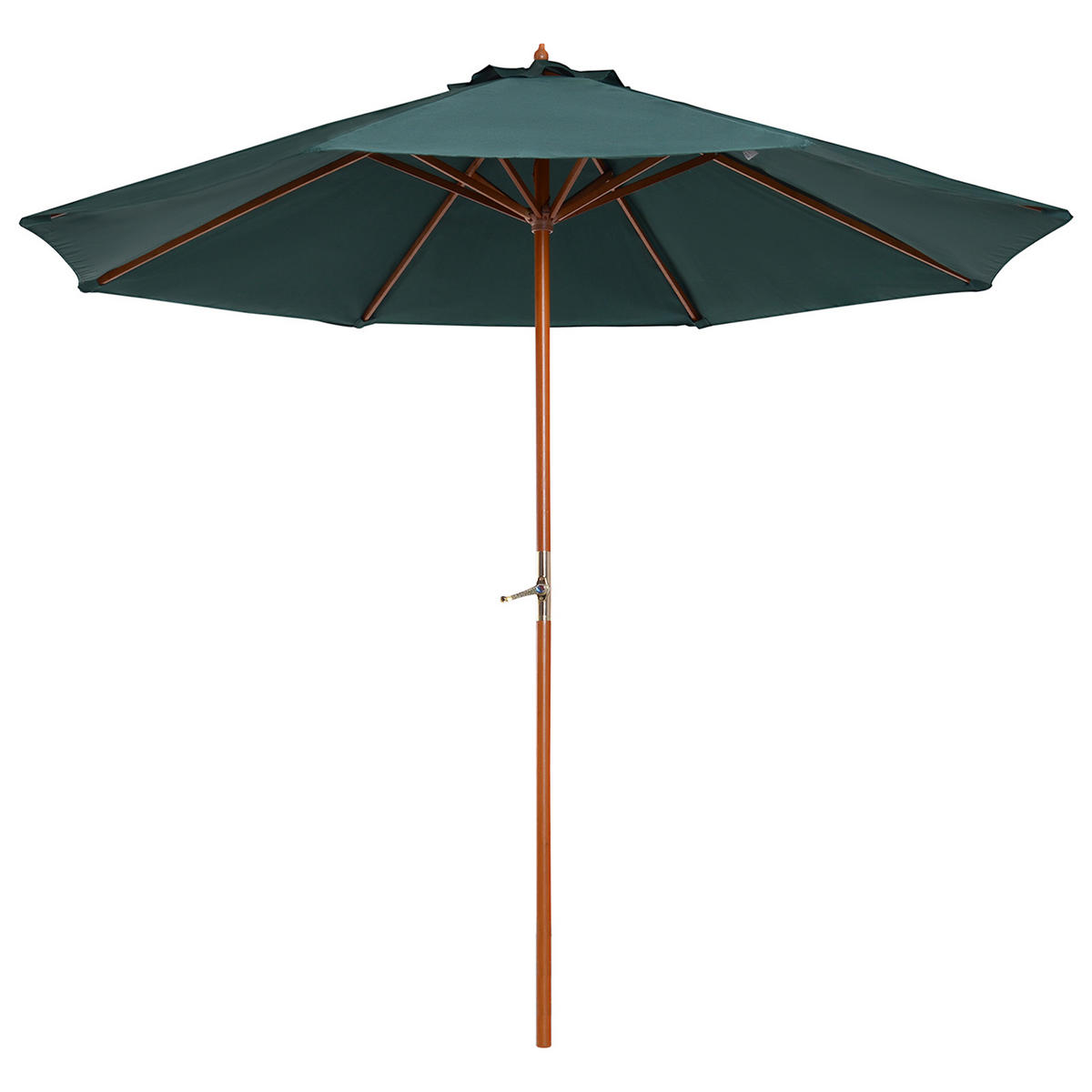 SONNENSCHIRM DE-05587 Holz mit Handkurbel Dunkelgrün - Dunkelgrün, Holz (270/270cm) - ComfortXL