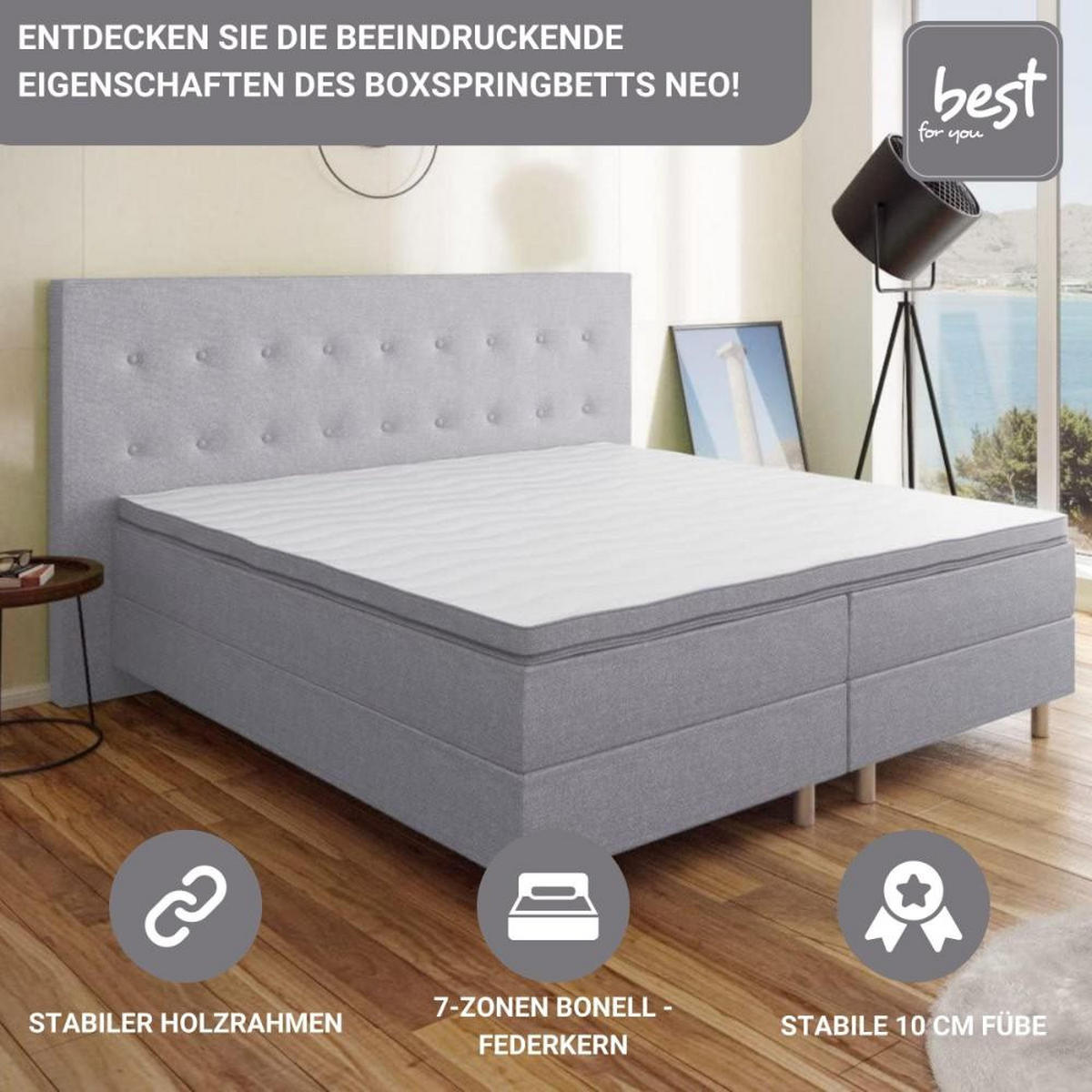 BOXBETT Neo First Class Bett Polsterbett - Silberfarben, Holz/Holzwerkstoff (160/200cm) - Best For Home