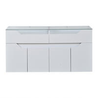 SIDEBOARD Weiß MDF 2 Schubladen Glasplatte 140cm Modern - Weiß, Holzwerkstoff (140/70/40cm) - FLIEKS