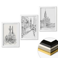 WANDBILDER 3er-Set - 20x30 cm Weißer Rahmen - Einfache Zeichnungen von Stadtlandschaften - Weiß, Kunststoff (20/30cm) - ArtPrintCave