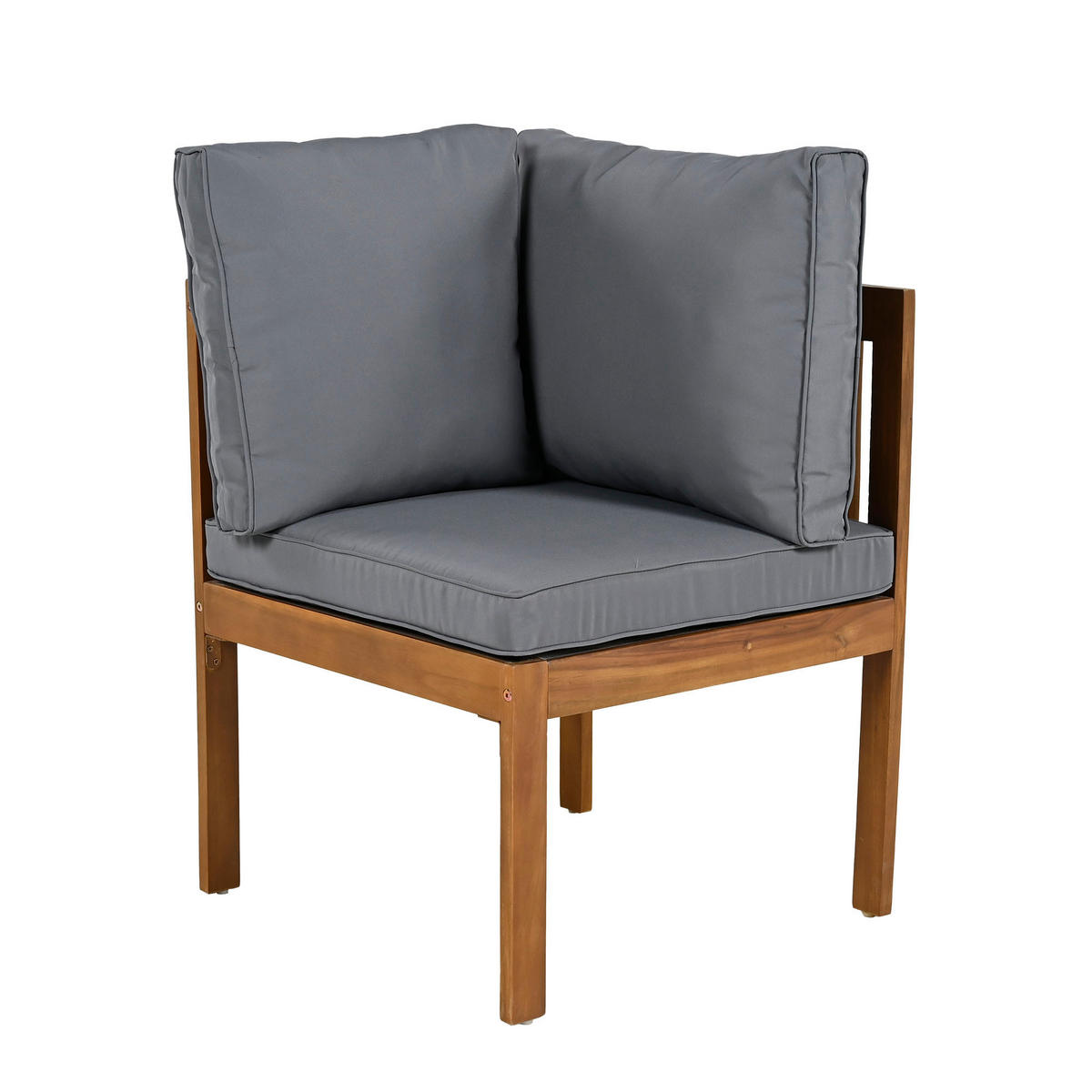 LOUNGESET Grau Eck Mit Couchtisch Akazie - Grau, Textil - FLIEKS