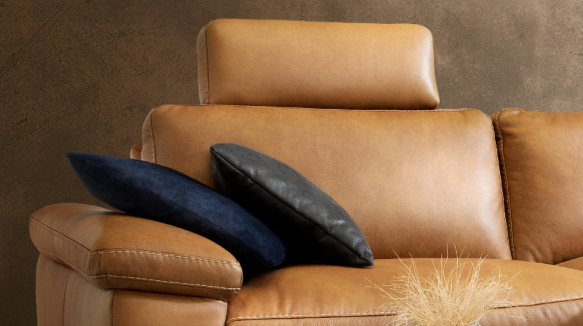 ECKSOFA MOTORISCH. RELAXFUNKTION LOLA Rotbraun Leder - Rotbraun/Schwarz, Leder (233/178cm) - KAWOLA