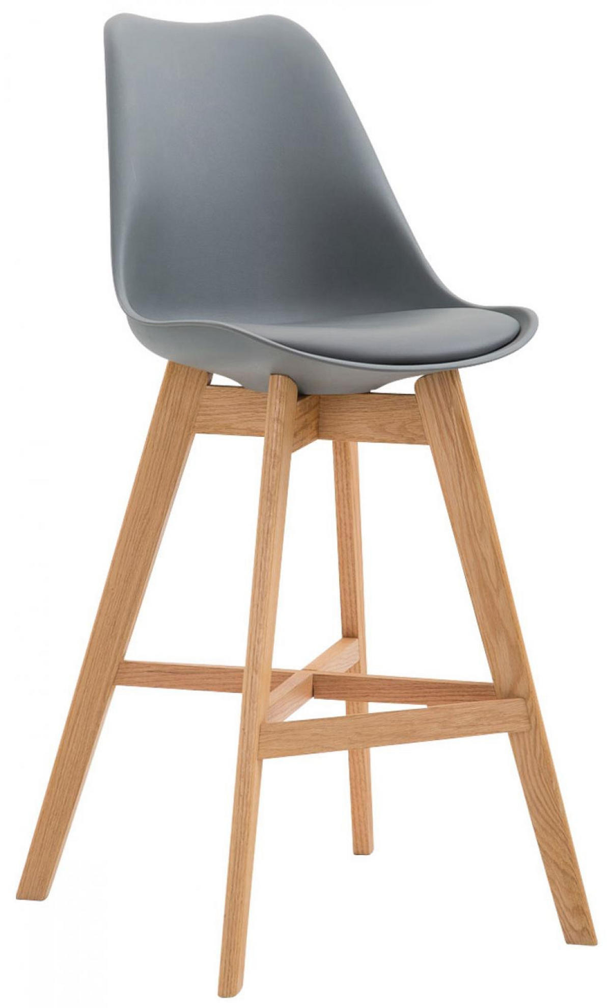BARHOCKER 2er Set Kunststoff grau - Eukalyptusholzfarben/Grau, Holz/Kunststoff (48/112/56cm) - CLP