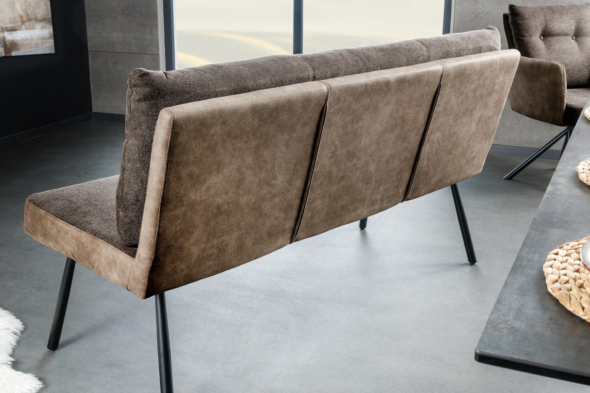 SITZBANK BIG GEORGE Flachgewebe Taupe 160 cm - Taupe/Schwarz, Textil/Metall (160/90/69cm) - riess-ambiente