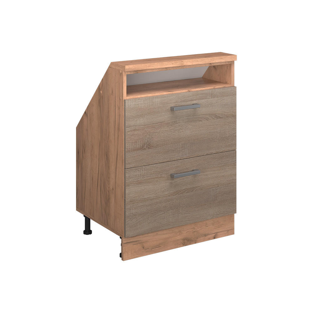 KÖKSSKÅP FÖR SLUTTANDE TAK R-Line Sonoma 60 cm med 2 lådor Sonoma ek, Honungsek 83.8/60/46 cm