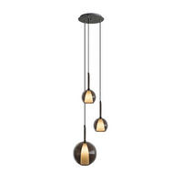 GALERIELEUCHTE Belluna 3-flammig Rauch Ø 14/24cm - Anthrazit, Glas (24/24/45cm) - s.luce