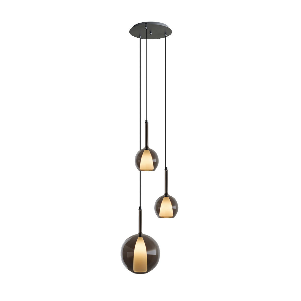 GALERIELEUCHTE Belluna 3-flammig Rauch Ø 14/24cm - Anthrazit, Glas (24/24/45cm) - s.luce