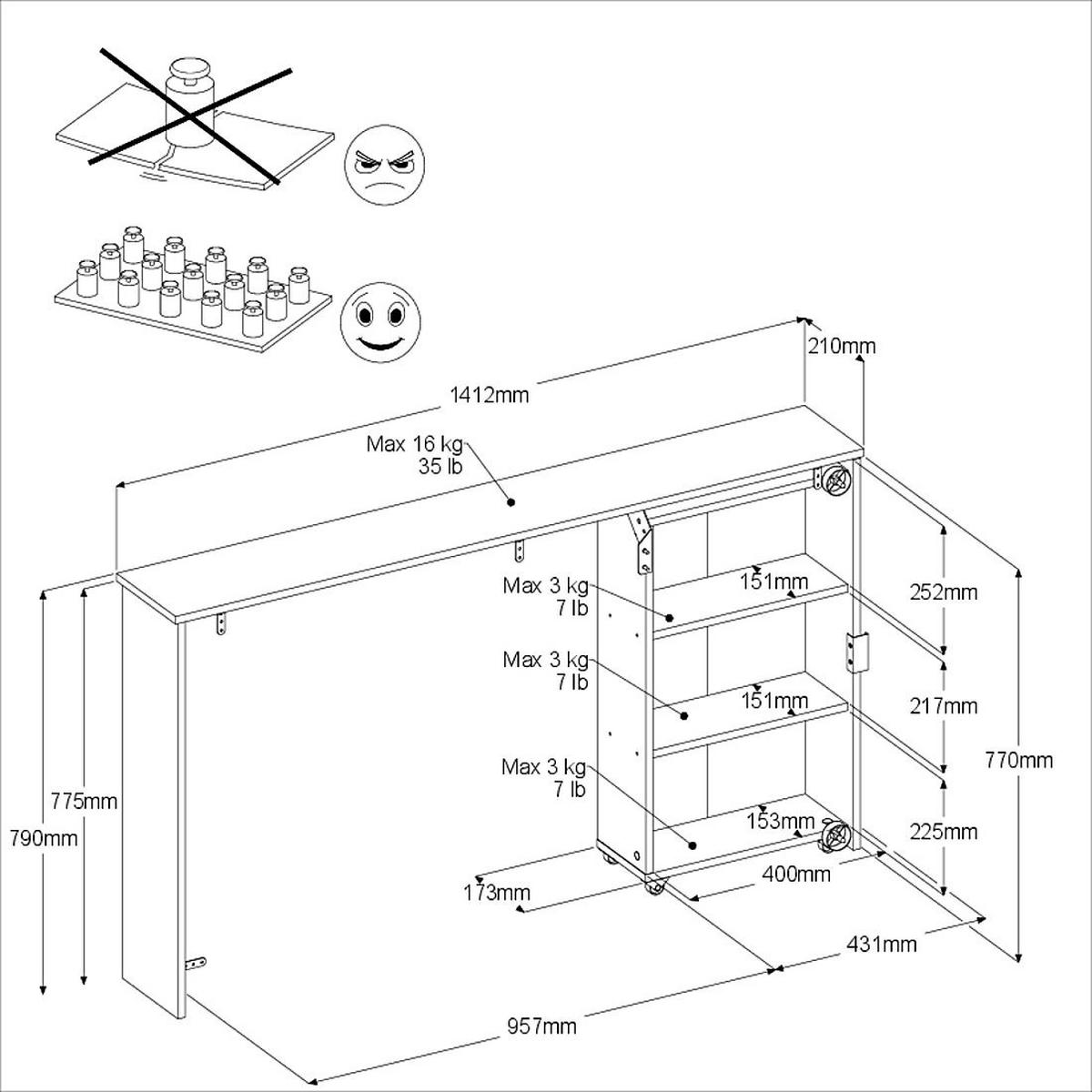 JUGENDZIMMER weiß, Eiche, Komplett-Set 5-teilig mit vielen Fächern - Eichefarben/Weiß, Holzwerkstoff (95/123/206cm) - Parisot Meuble