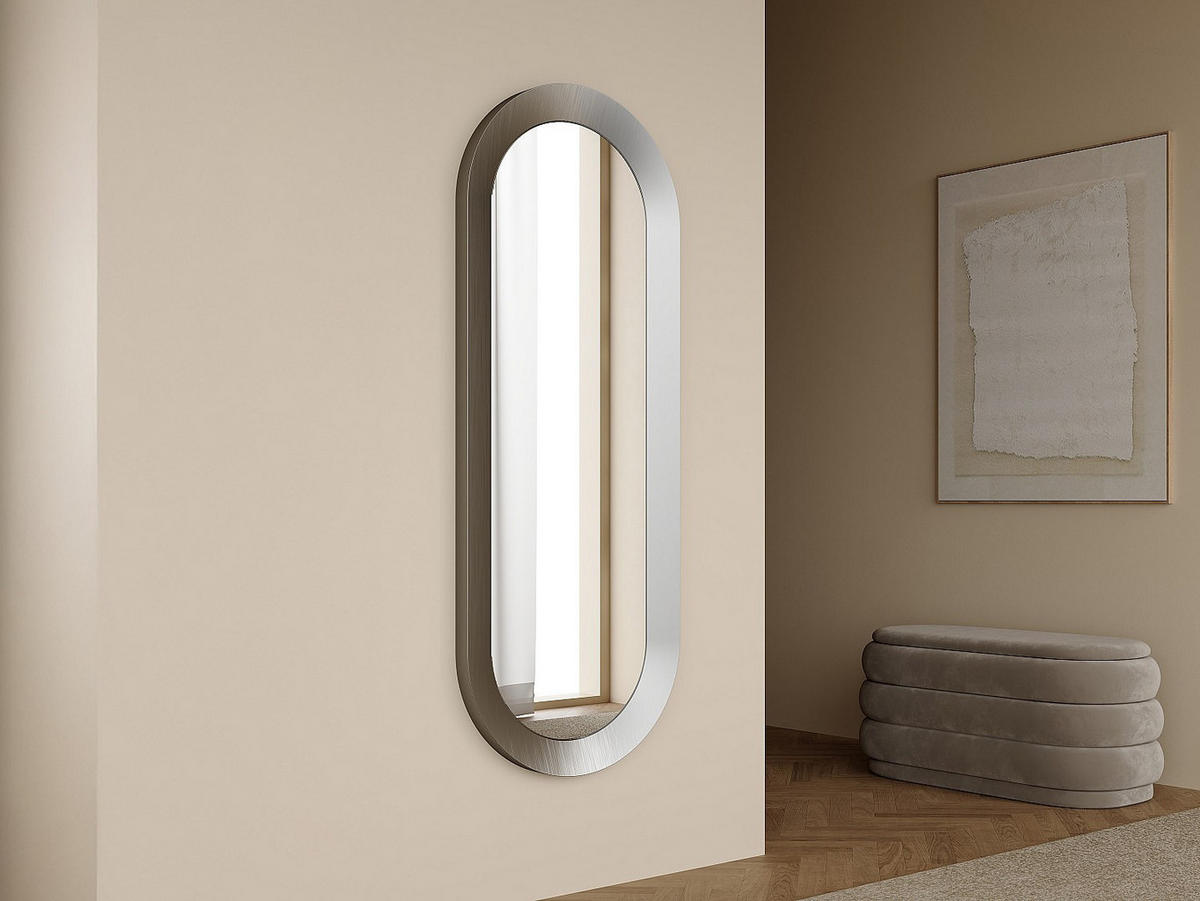 WANDSPIEGEL - 60 cm x 9 cm - Metall - Silberfarben - ZIRYA - Silberfarben, Metall (60/160/9cm) - Vente-Unique