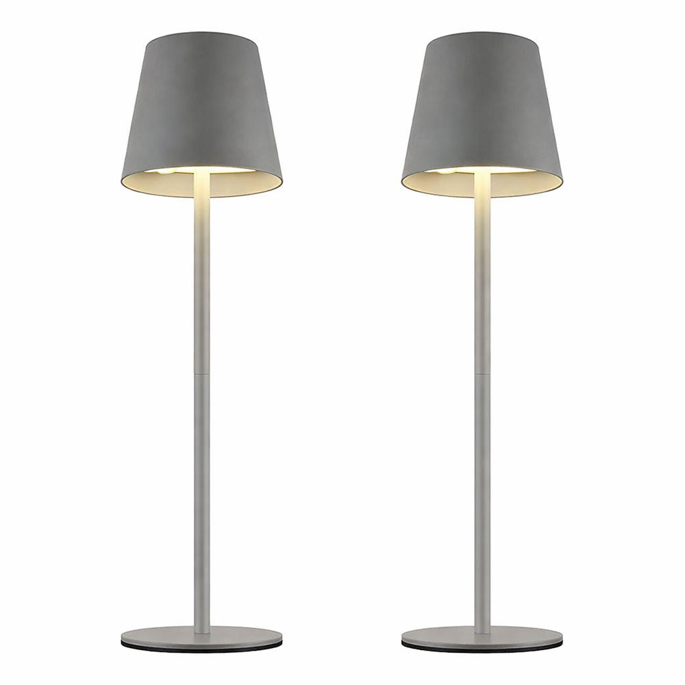LED Tischleuchte VANNIE I Grau 2er Set - Grau, Metall (11.5/11.5/36cm) - Globo Lighting