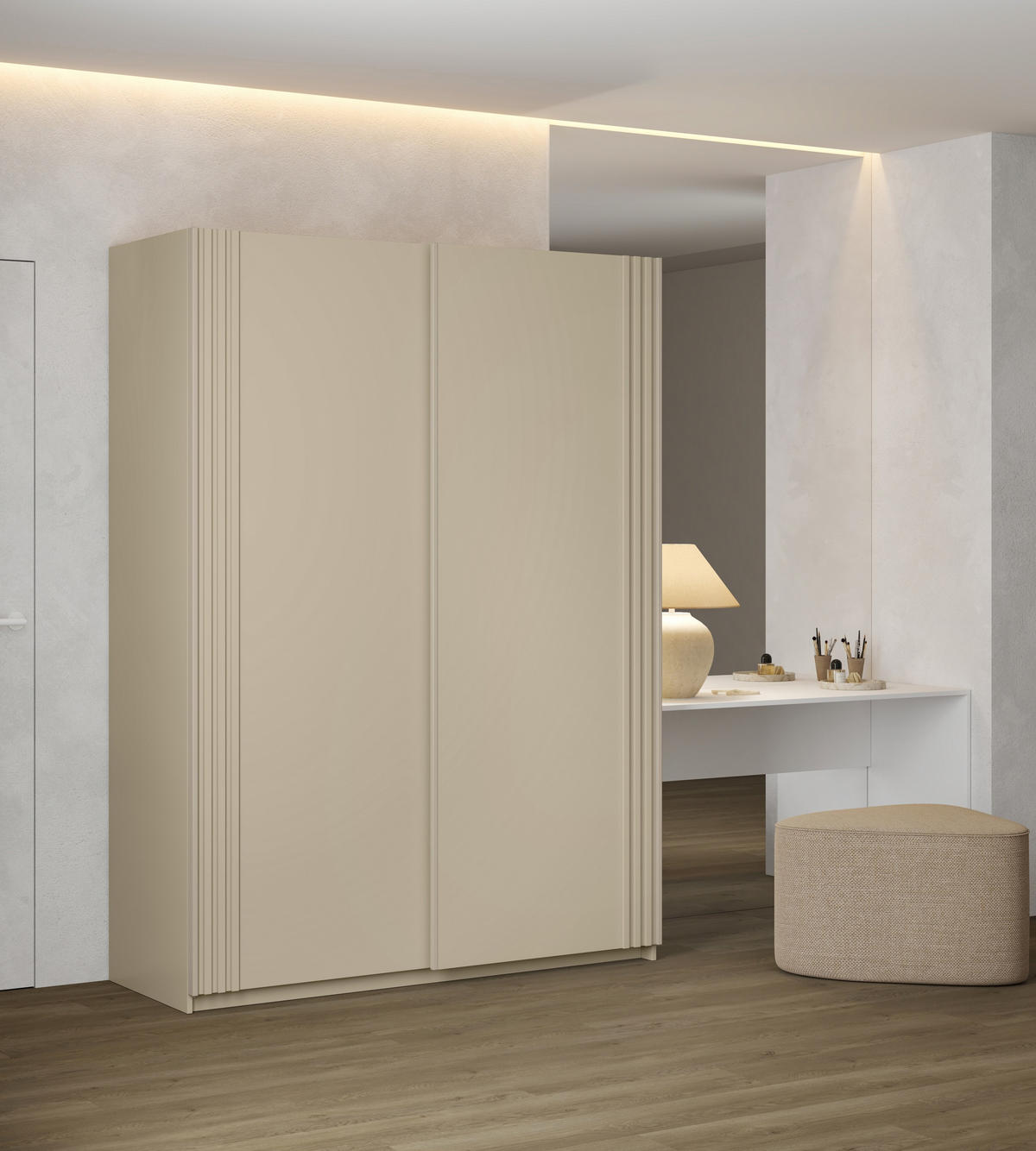 SCHWEBETÜRENSCHRANK VANTE 150/210/62 cm 2-türig Beige - Beige, Holzwerkstoff (150/210/62cm) - MASSENO