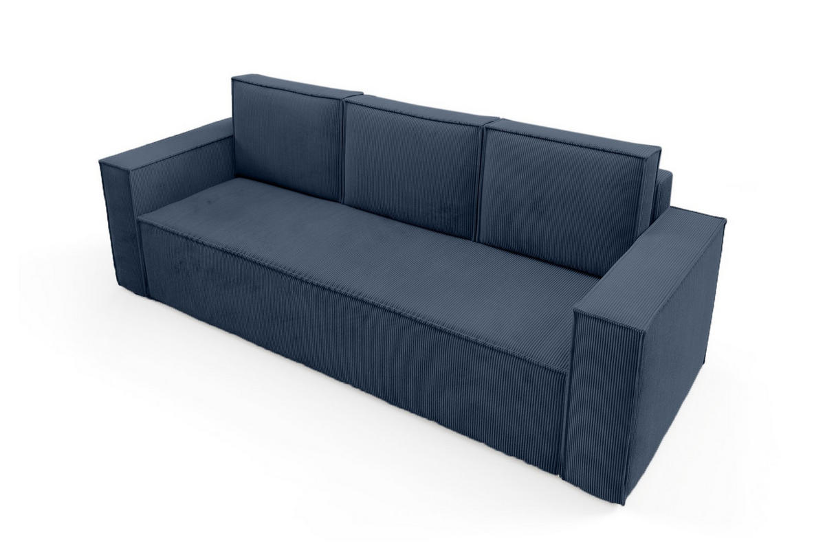 SOFA Roda Dunkelblau, Kordsofa mit Schlaffunktion - Dunkelblau, Holzwerkstoff/Textil (248/93/96cm) - Bettso