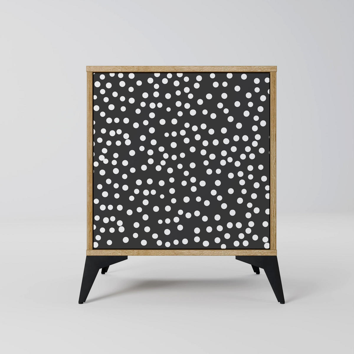 SIDEBOARD BLINDING LIGHTS, Eichefarben, 57,5x42x72,5 cm, Schwarze Metallfüße - Eichefarben/Multicolor, Holzwerkstoff/Metall (57.5/72.5/42cm) - SpaceRebels