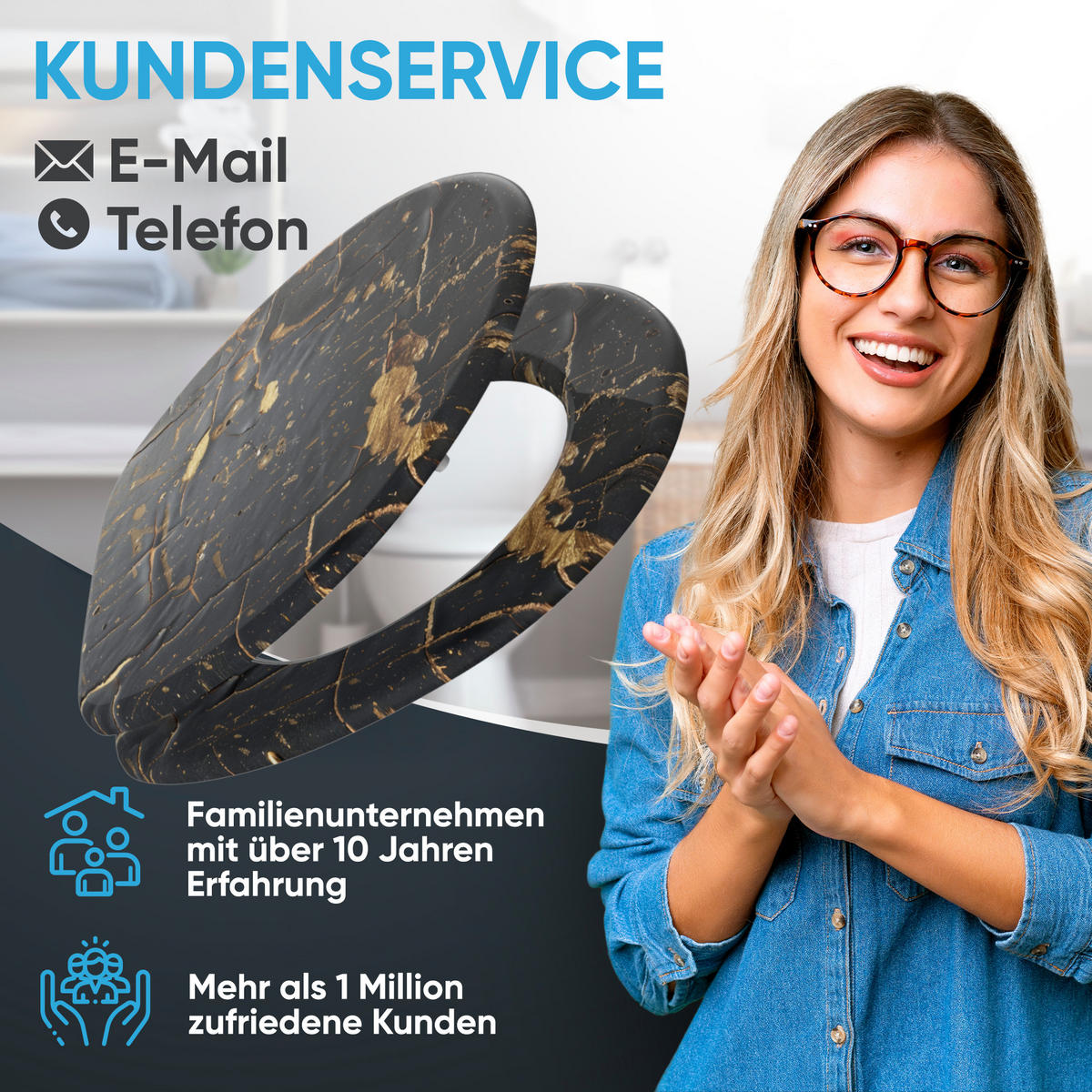 WC Sitz mit Absenkautomatik Shield - Schwarz, Holzwerkstoff (38/6/47cm) - Sanilo