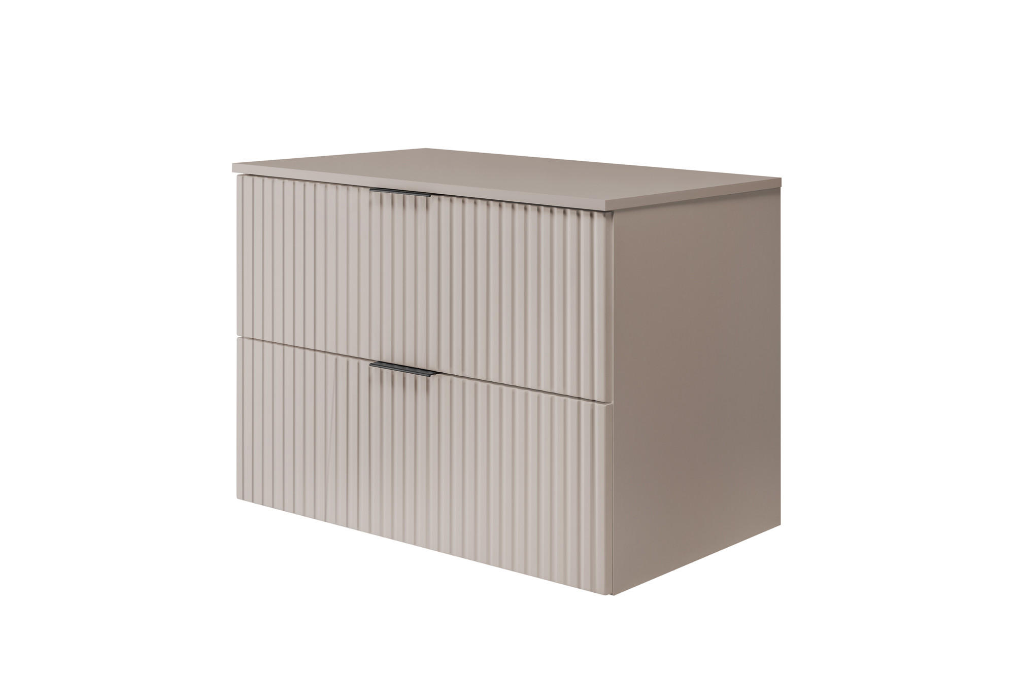 BADEZIMMERSCHRANK, Kaschmir, 80 x 57 x 46 cm, Schwarze Griffe - Kaschmir/Schwarz, Holzwerkstoff/Kunststoff (80/57/46cm) - 3XE LIVING