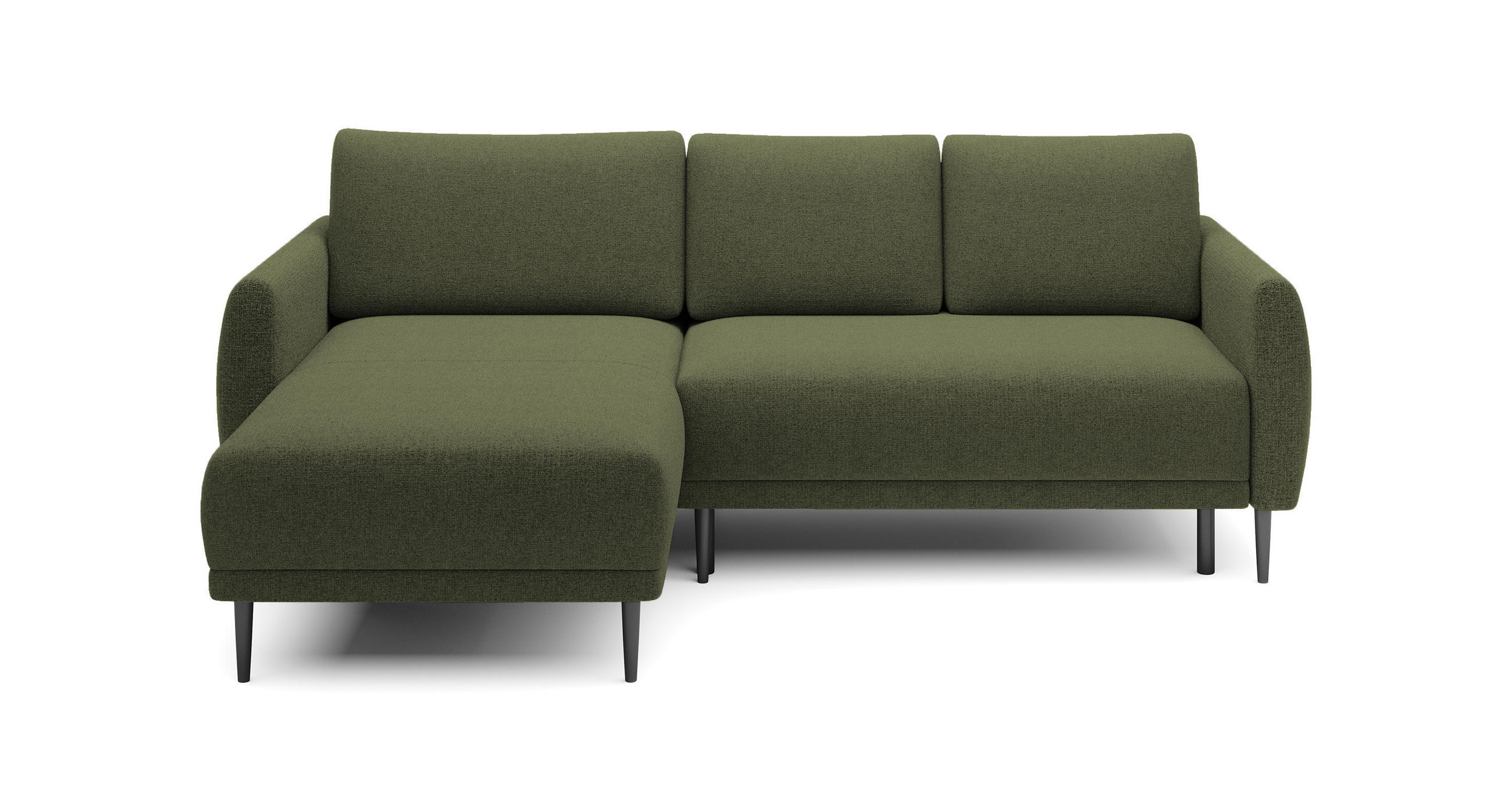 ECKSOFA BONO Stilvolles Sofa mit Schlaffunktion, Robuste Holzfüße, Elegante Armlehnen, Tiefe Sitzfläche 226x164x88cm, Linke, Grün - Grün, Holz/Textil (164/226cm) - DomoHome