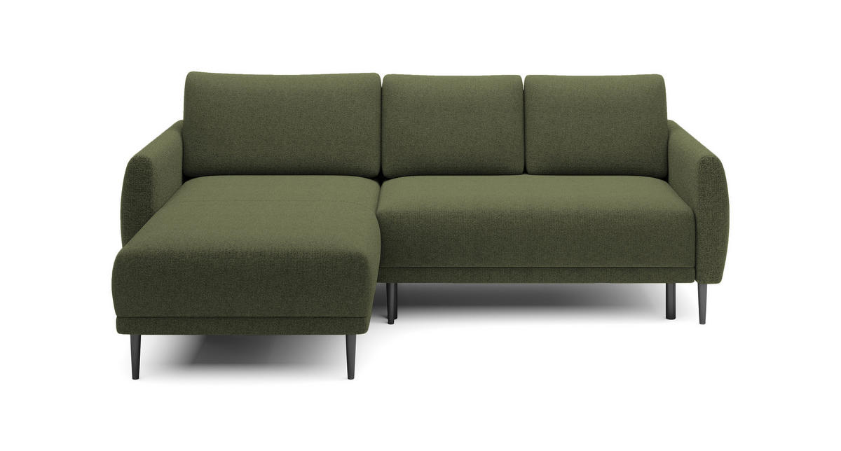 ECKSOFA BONO Stilvolles Sofa mit Schlaffunktion, Robuste Holzfüße, Elegante Armlehnen, Tiefe Sitzfläche 226x164x88cm, Linke, Grün - Grün, Holz/Textil (164/226cm) - DomoHome