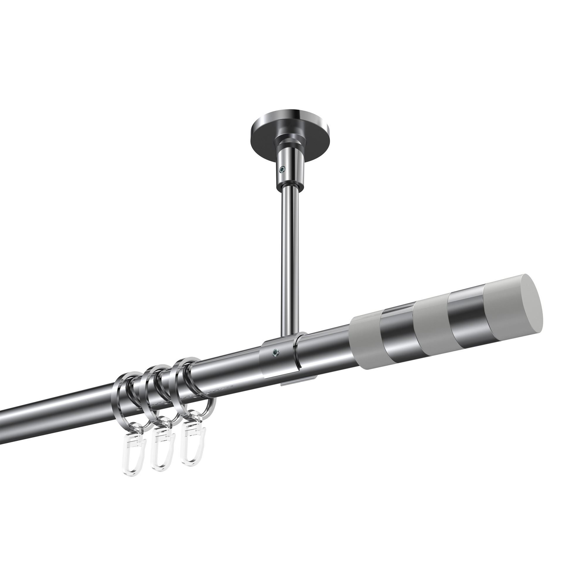 Interdeco Gardinenstange Chrom, Weiß 100 cm