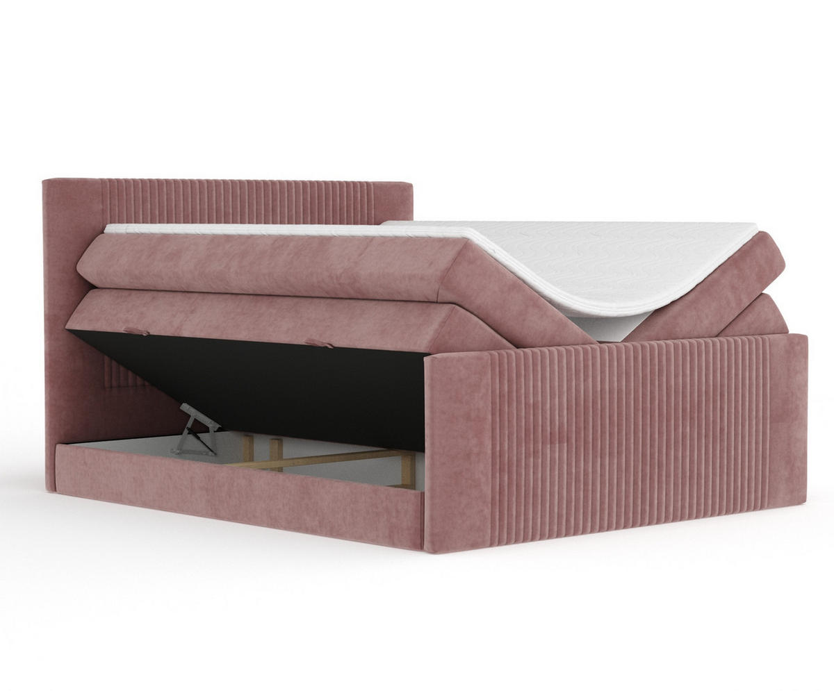 BOXSPRINGBETT Bergamo Rosa 160/200 cm - Schwarz/Rosa, Holz/Holzwerkstoff (160/200cm) - Maison de Reve