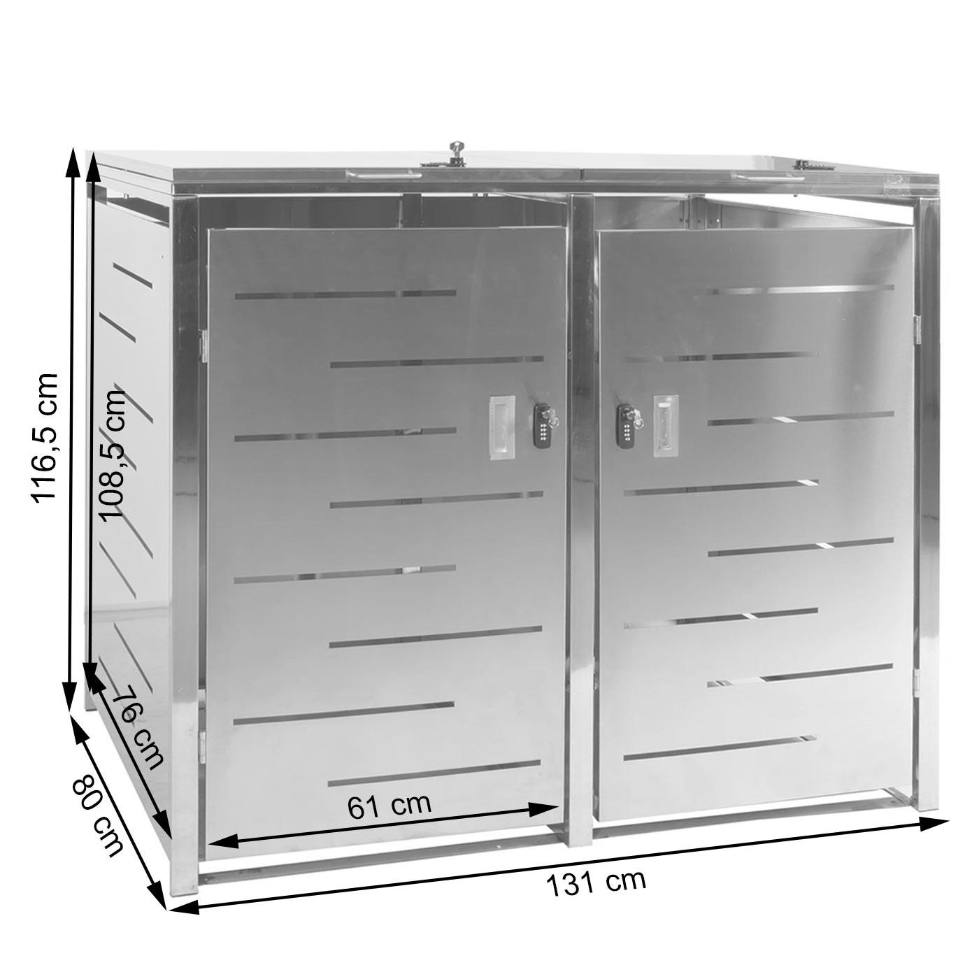 Thumbnail - MCW 2Er-Mülltonnenverkleidung, Silber, Metall, 131x116x80 cm, Aufbewahrung & Schutzhüllen