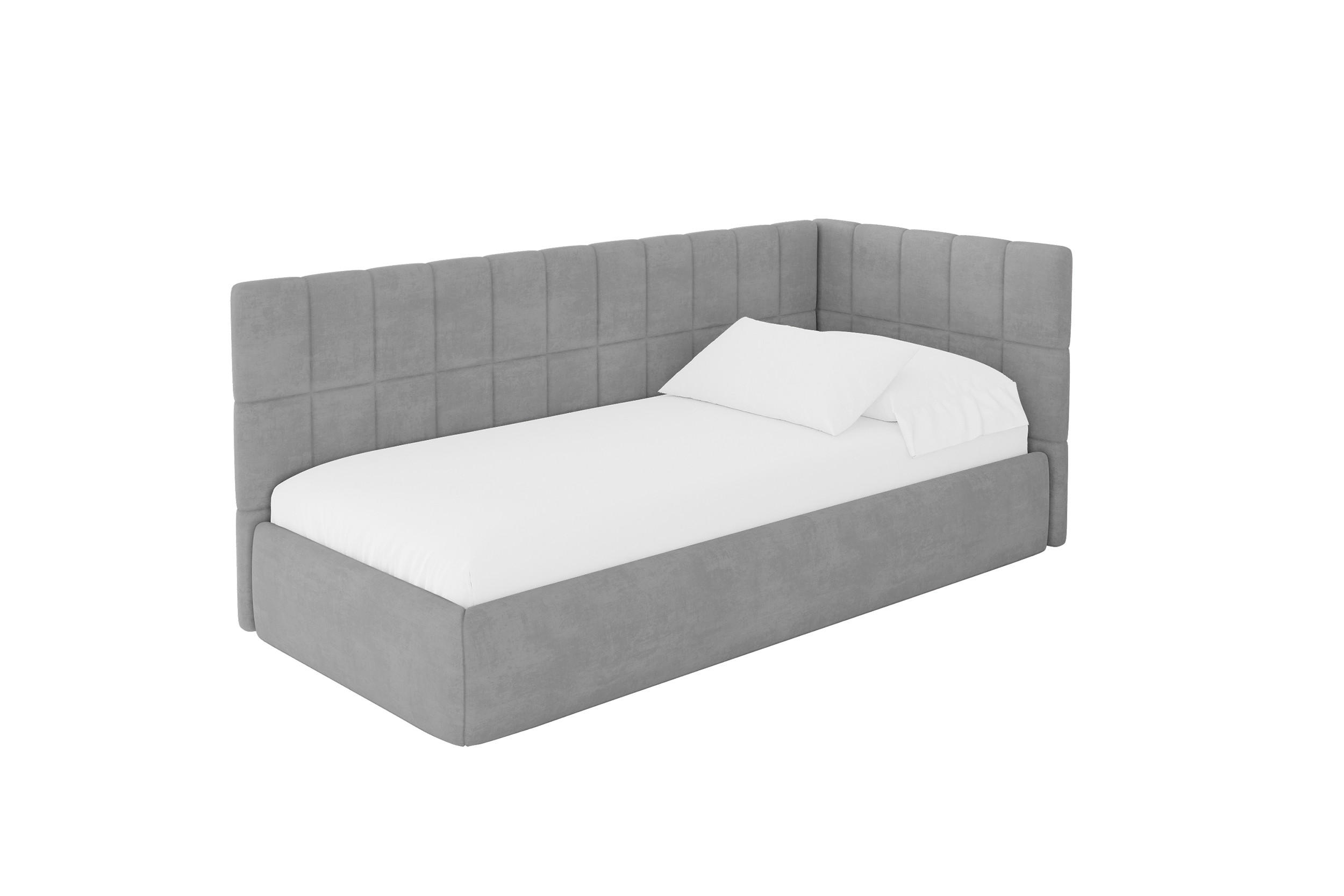ALTDECOR JEDNOLŮŽKOVÁ POSTEL pro mládež s úložným prostorem a matrací H3/H4, vlevo - TULY 100x200 šedá