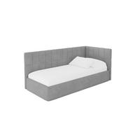 EINZELLBETT Jugendbett mit Bettkasten, Links - TULY 90x200 Grau - Hellgrau, Holzwerkstoff/Textil (90/200cm) - ALTDECOR