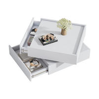 COUCHTISCH 360° drehbar mit Schublade Spanplatte modern Wohnzimmer Büro pflegeleicht multifunktional - Weiß, Holzwerkstoff (60/60/38cm) - EVRYAE