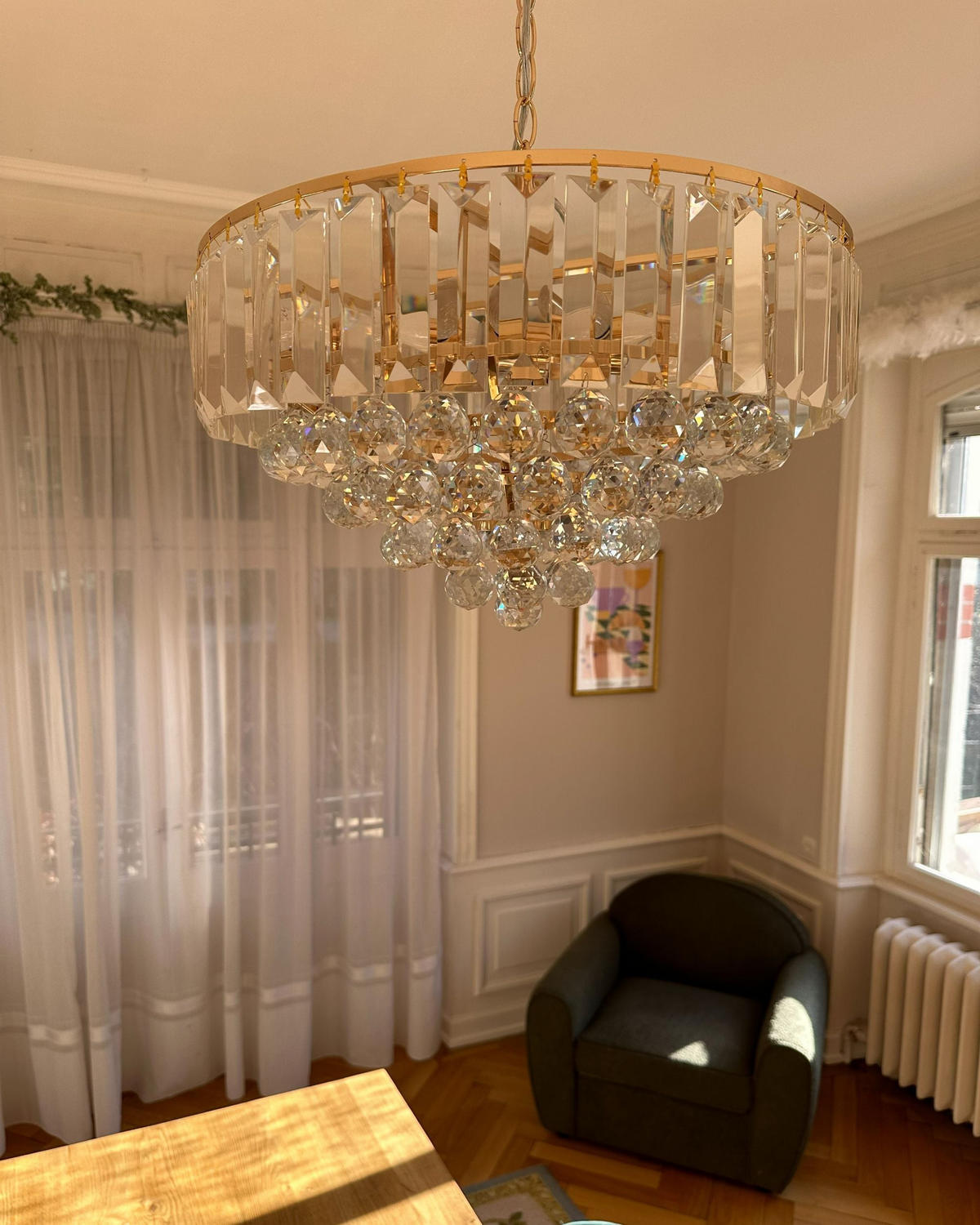 CANDELABRU auriu Acheiro L - auriu/transparent, sticlă (49/49/120cm) - Beliani