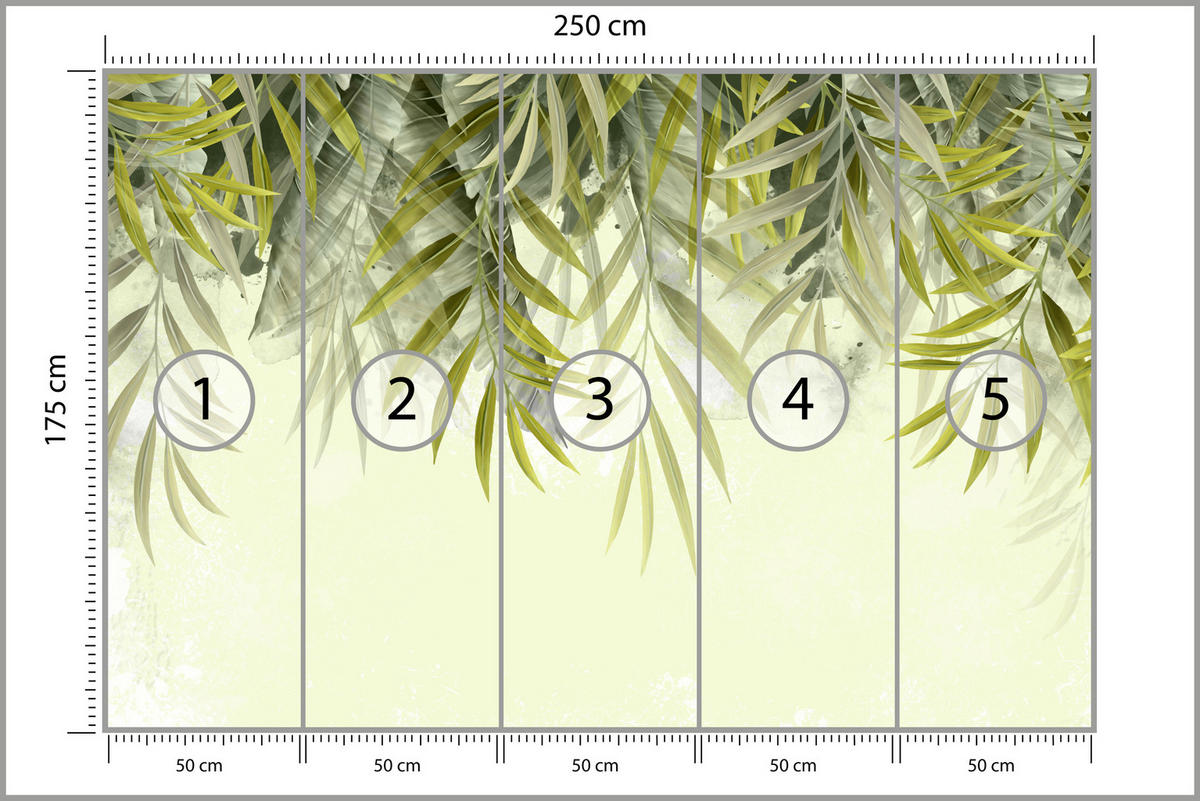 FOTOTAPETA Pre Spálňu Exotické Listy Zelená Tropická 250 x 175 cm - zelená, papier (250/175cm) - Muralo