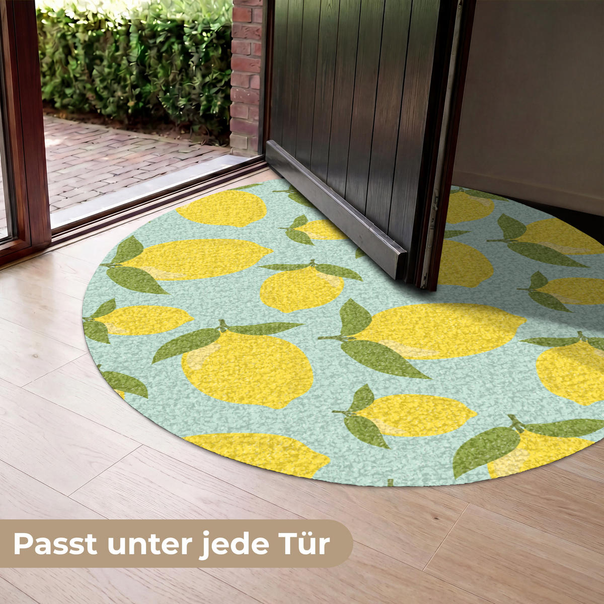 ROHOŽKA Citróny vzor - Žltá - Modrá - Vzor - Ovocie 120x120 cm - žltá, plast (120/120cm) - MuchoWow