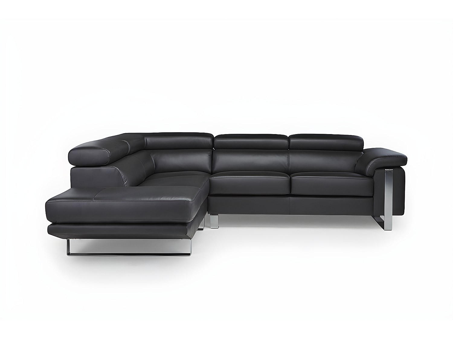 SOFA ohne Schlafmöglichkeit - 5 Personen - Leder - Schwarz - Schwarz, Leder (253/87/213cm) - Vente-Unique