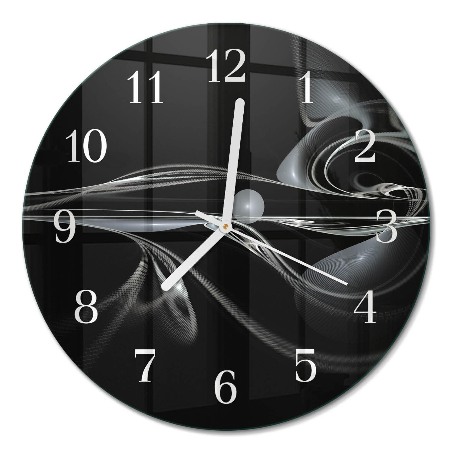WANDUHR fi30 cm - Abstraktion - Schwarz, Glas (30/30/0.4cm) - TULUP