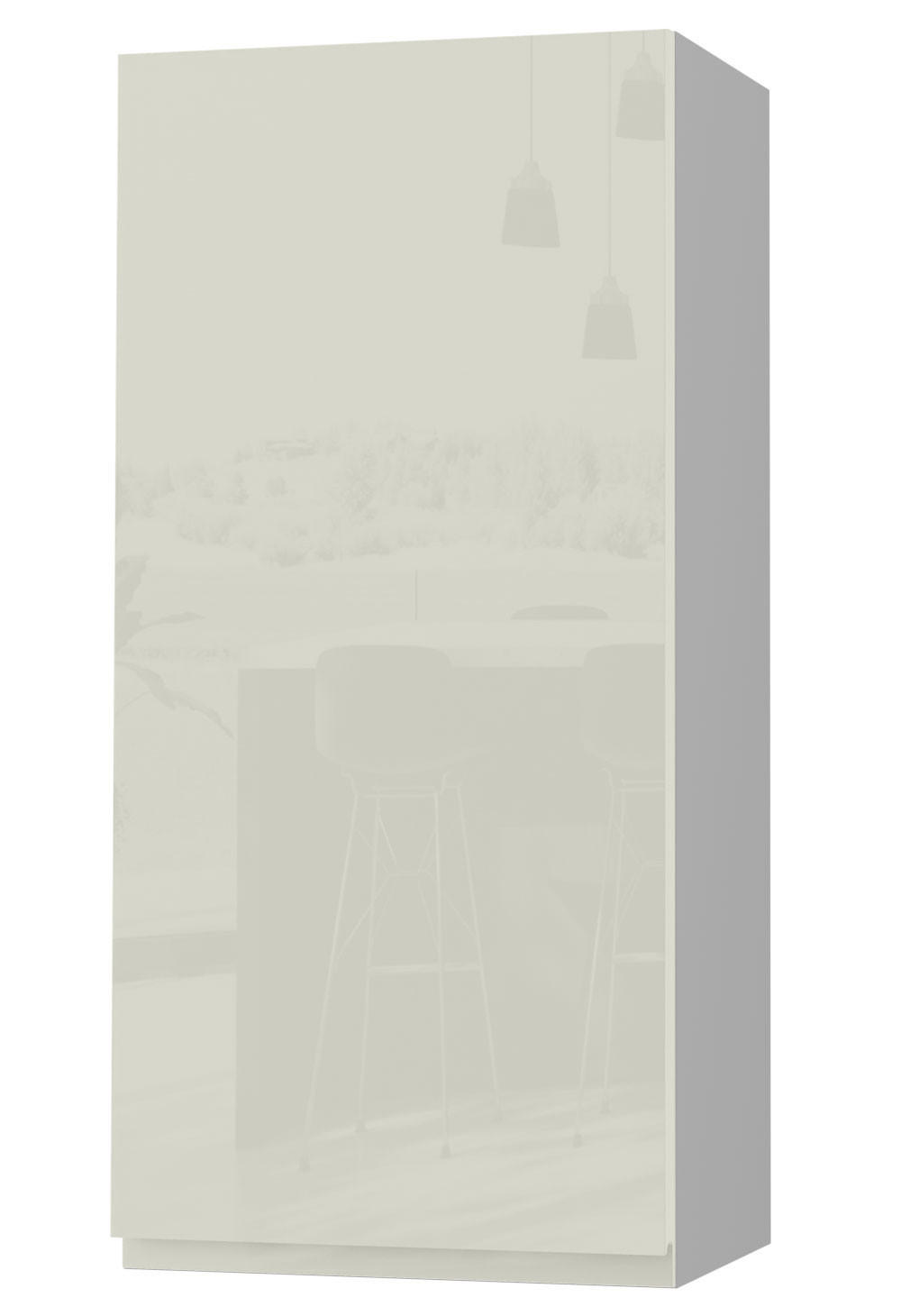 HÄNGESCHRANK Florence W4/45 Grau / RAL 1013 perlweiß HG 45 / 32,5 / 96cm - Türanschlag rechts - Weiß Hochglanz/Grau, Holz/Holzwerkstoff (45/96/32.5cm) - Feldmann-Wohnen