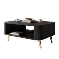 Couchtisch SHADOW II mit Ablage unter der Tischplatte - Schwarz, Holzwerkstoff (60/80/35cm) - Lookway