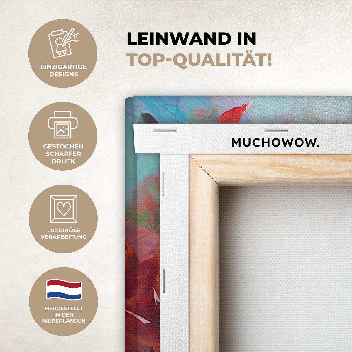 LEINWANDBILD Ölgemälde - Kunst - Abstrakt - Farbenfroh 30x20 cm - Altrosa, Textil (30/20cm) - MuchoWow