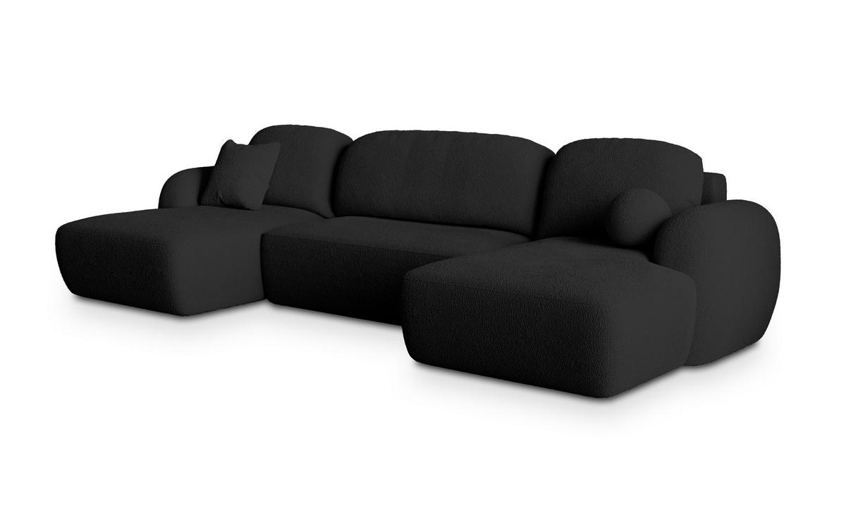 ROHOVÁ SEDAČKA SAVONA černá - černá, dřevo/textil (320/148cm) - MASSENO