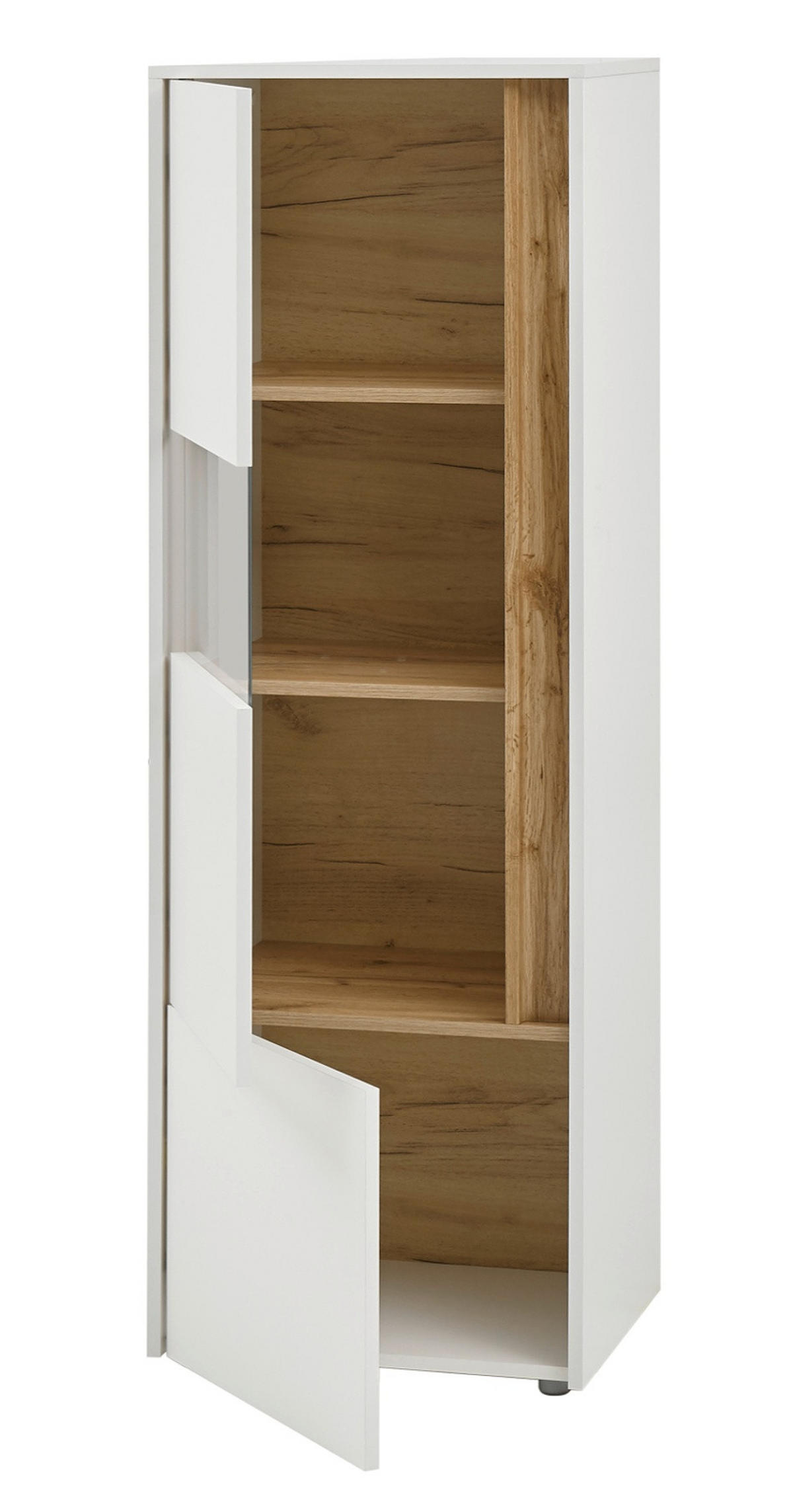WOHNWAND weiß, Eiche Wotan 5-teilig 440 cm - Eiche Wotan/Schwarz, Glas/Holz (440/180/40cm) - Furn.Design