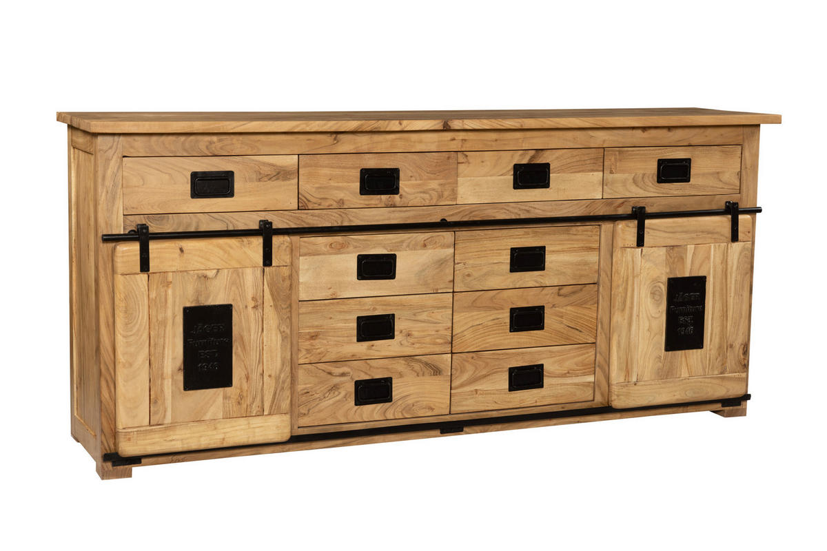 SIDEBOARD LIBRO - Beige/Naturfarben, Akazienholz/Holz (200/90/45cm) - SAM