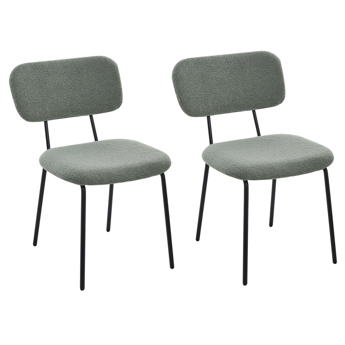 ŽIDLE sada 2 ks Bouclé Světle zelená Adair - světle zelená, textil (52/83/63cm) - Beliani