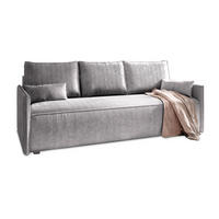 BETTSOFA MESTOR Hellgrau Kordstoff mit Schlaffunktion - Hellgrau, Textil (206/83/87cm) - MASSENO