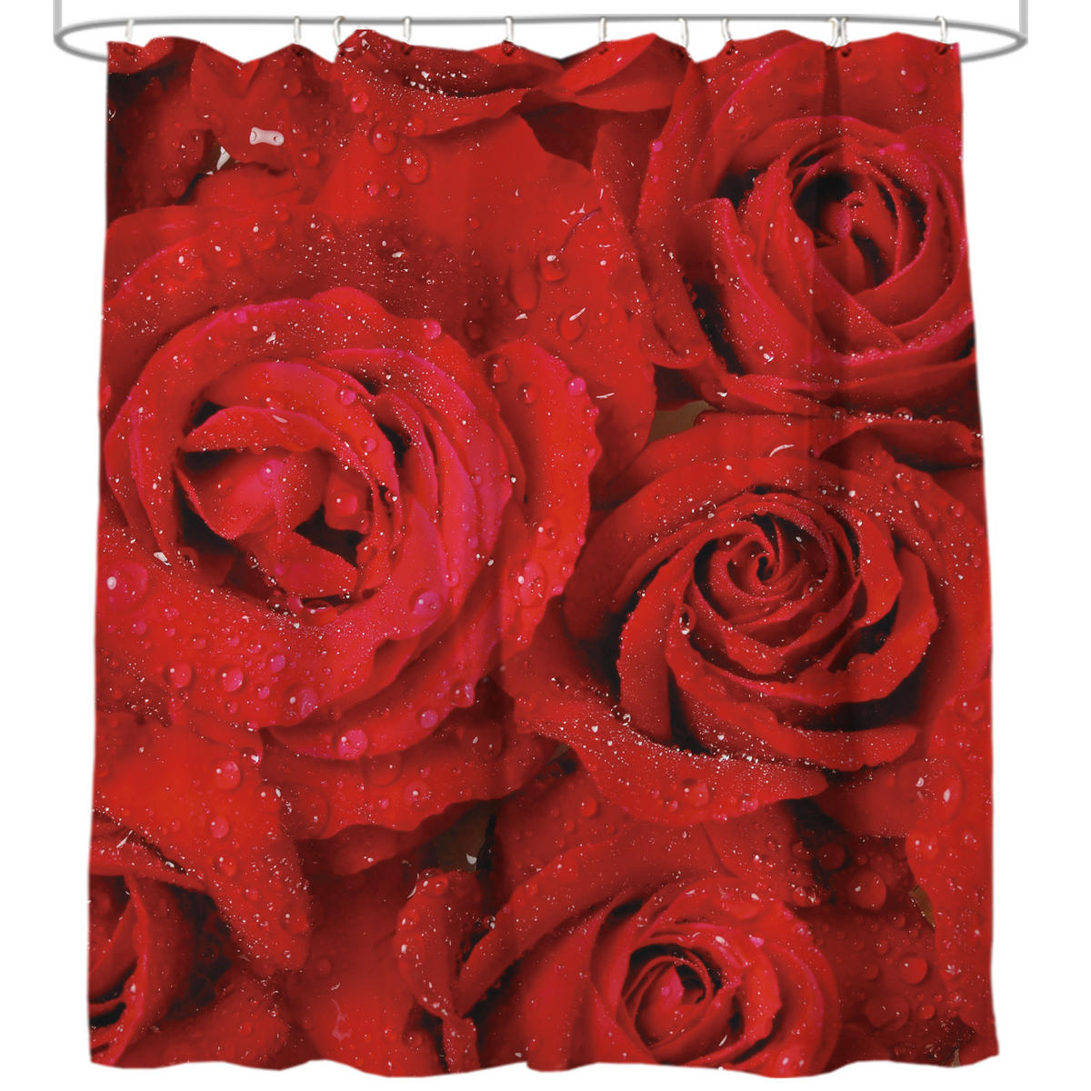 DUSCHVORHANG Rosen 180 x 200 cm - Rot, Textil (180/200cm) - Sanilo