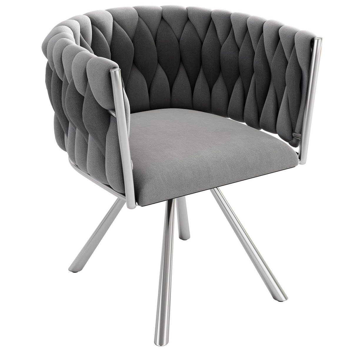 ESSZIMMERSTUHL mit 360°-Drehfunktion Samt Grau/Silber 4er-Set - Grau, Metall (54/72/59.1cm) - Meubliv