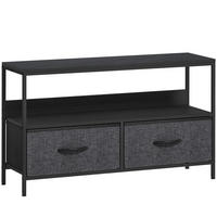 TV-SKÅP, TV-bänk med 2 lådor, öppet fack, 98 cm TV-bänk, svart - Svart, Metall (29/56/98cm) - HOMCOM